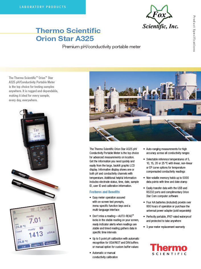 Thermo Scientific Orion Star A325 Premium pH/Conductivity Portable Meter
